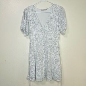 Abercrombie Fitch Polka Dot V Neck Button Front Mini Dress Womens Size Small